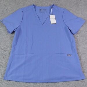 FIGS Blue Casma Three Pocket Scrub Top Medium